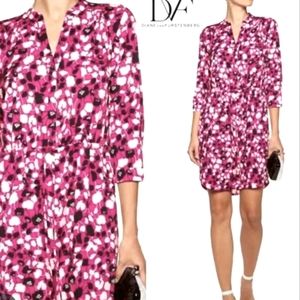 Diane von Furstenberg poppy floral print silk blend  Freya shirt dress women's 4